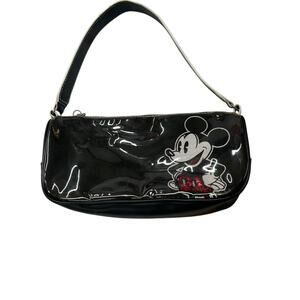 Y2K‎ Mickey Mouse Shoulder Bag Disney Black Red PVC Retro Baguette Style